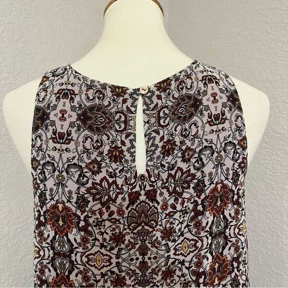 Max Studio Bohemian Floral Tank Size S Rust, Cream & Black - Picture 3 of 10